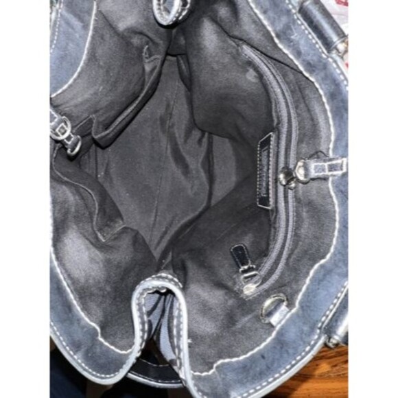 Coach Handbag Hamptons Python Stripe shoulder bag Canvas Leather Black purse Y2K - Picture 8 of 12